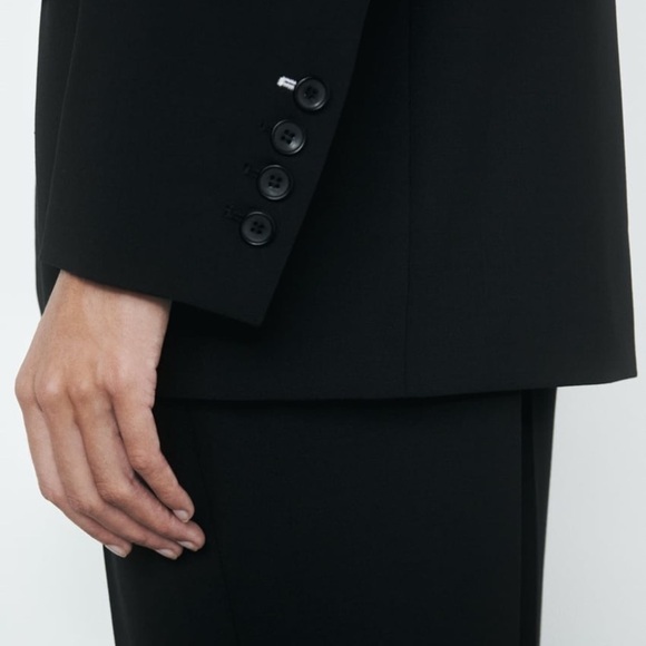 ZARA WOMAN STRAIGHT WOOL BLEND BLAZER ZW COLLECTION BLACK SIZE M NEW WITH TAG - Picture 9 of 14